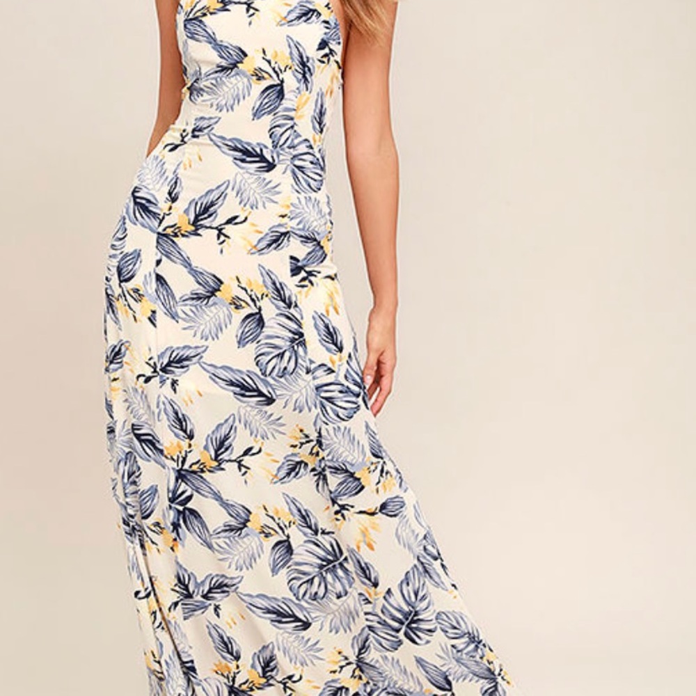 Lulus floral lace-up maxi-size small
